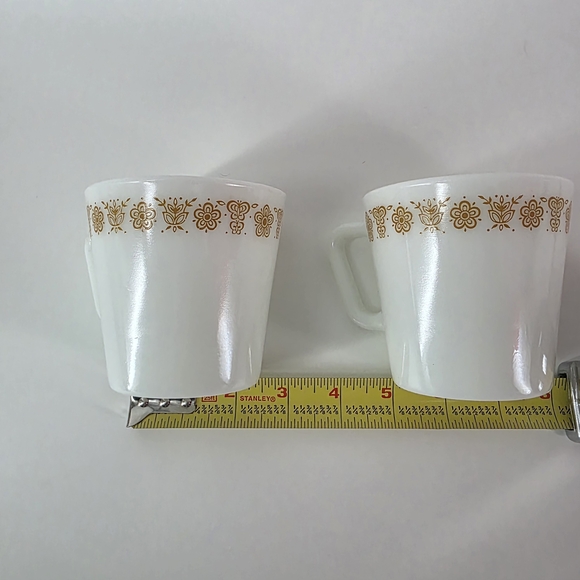 2 Pyrex Butterfly Gold Milk Glass Mug Coffee Cup 1970s Vintage Glassware #1410 - Picture 4 of 6